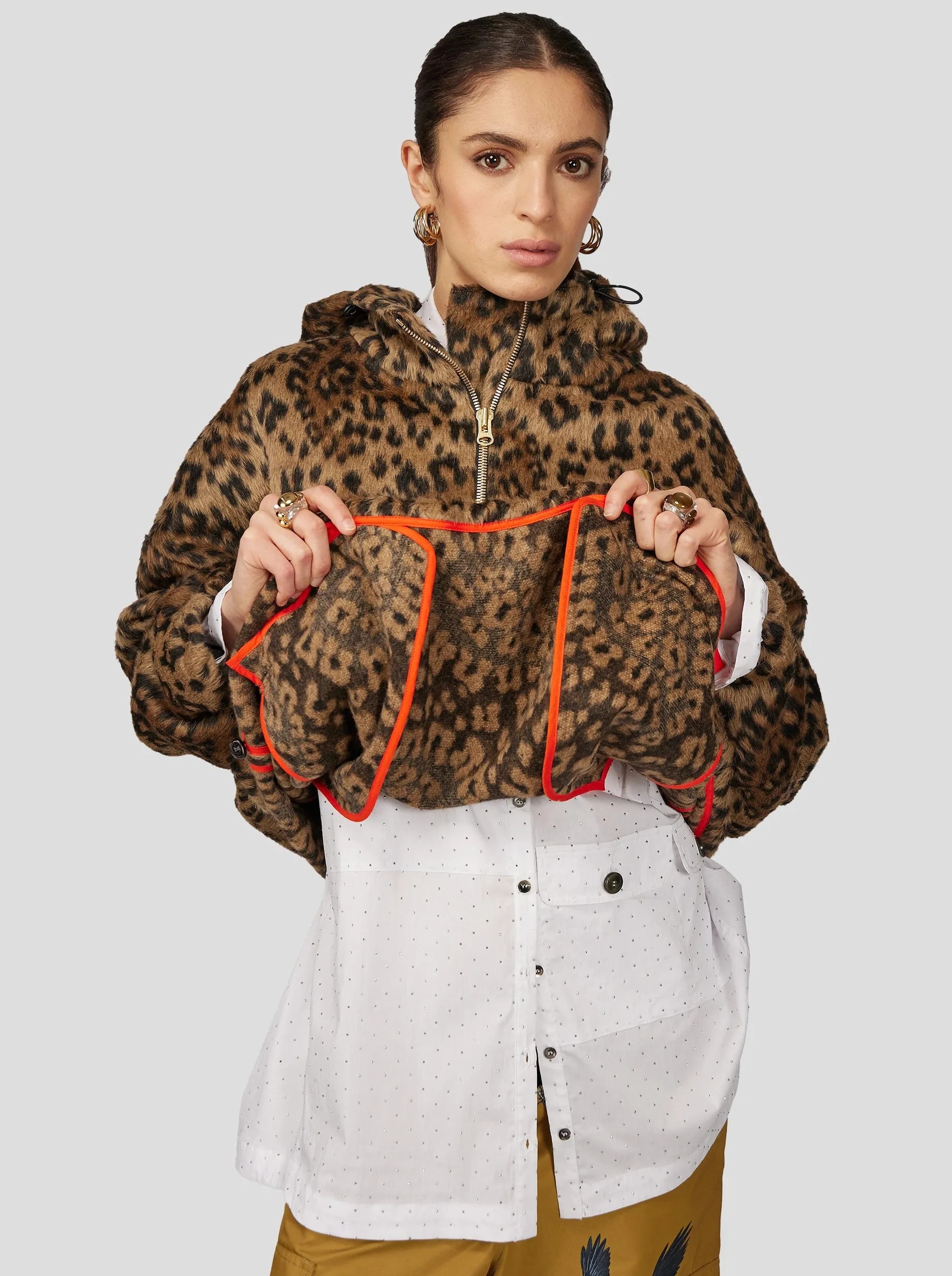 Tony Windbreaker in Muffled Wool Leopard