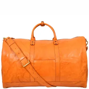 Travel Duffle Bag Genuine Vegetable Leather Large Holdall HOL712 Tan