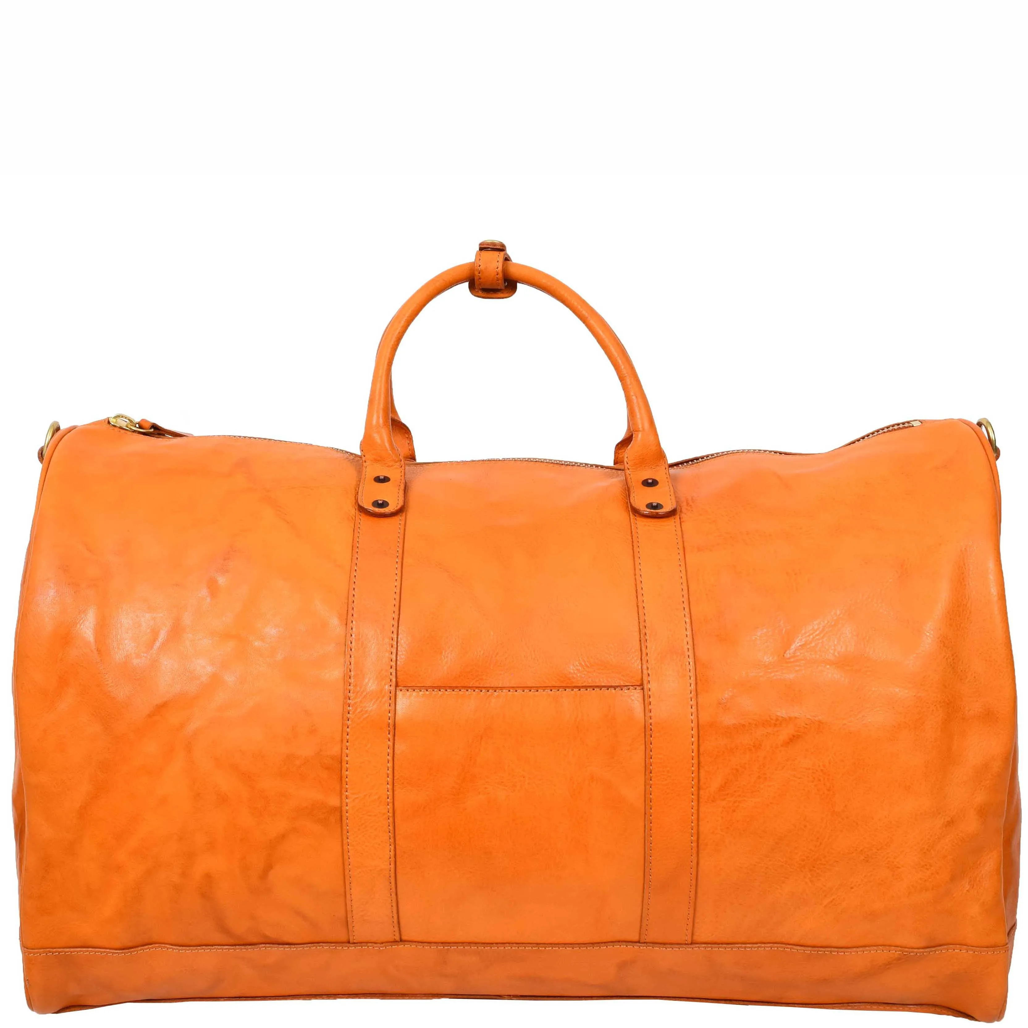 Travel Duffle Bag Genuine Vegetable Leather Large Holdall HOL712 Tan