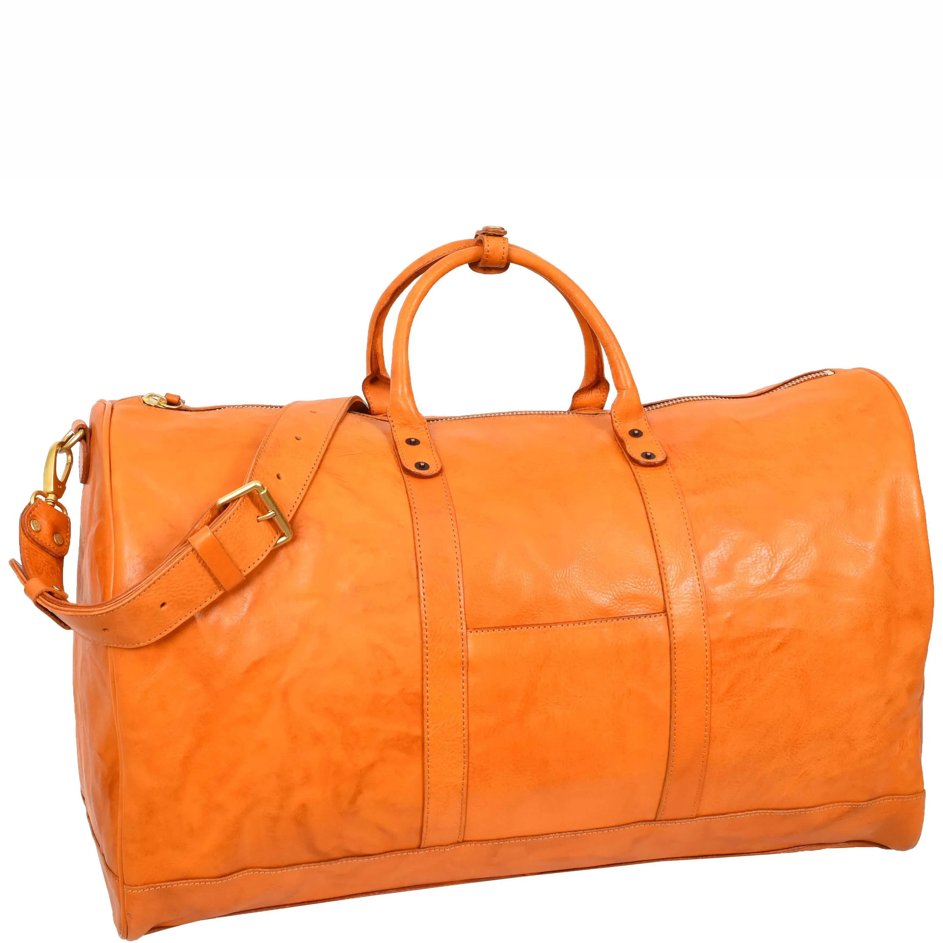 Travel Duffle Bag Genuine Vegetable Leather Large Holdall HOL712 Tan