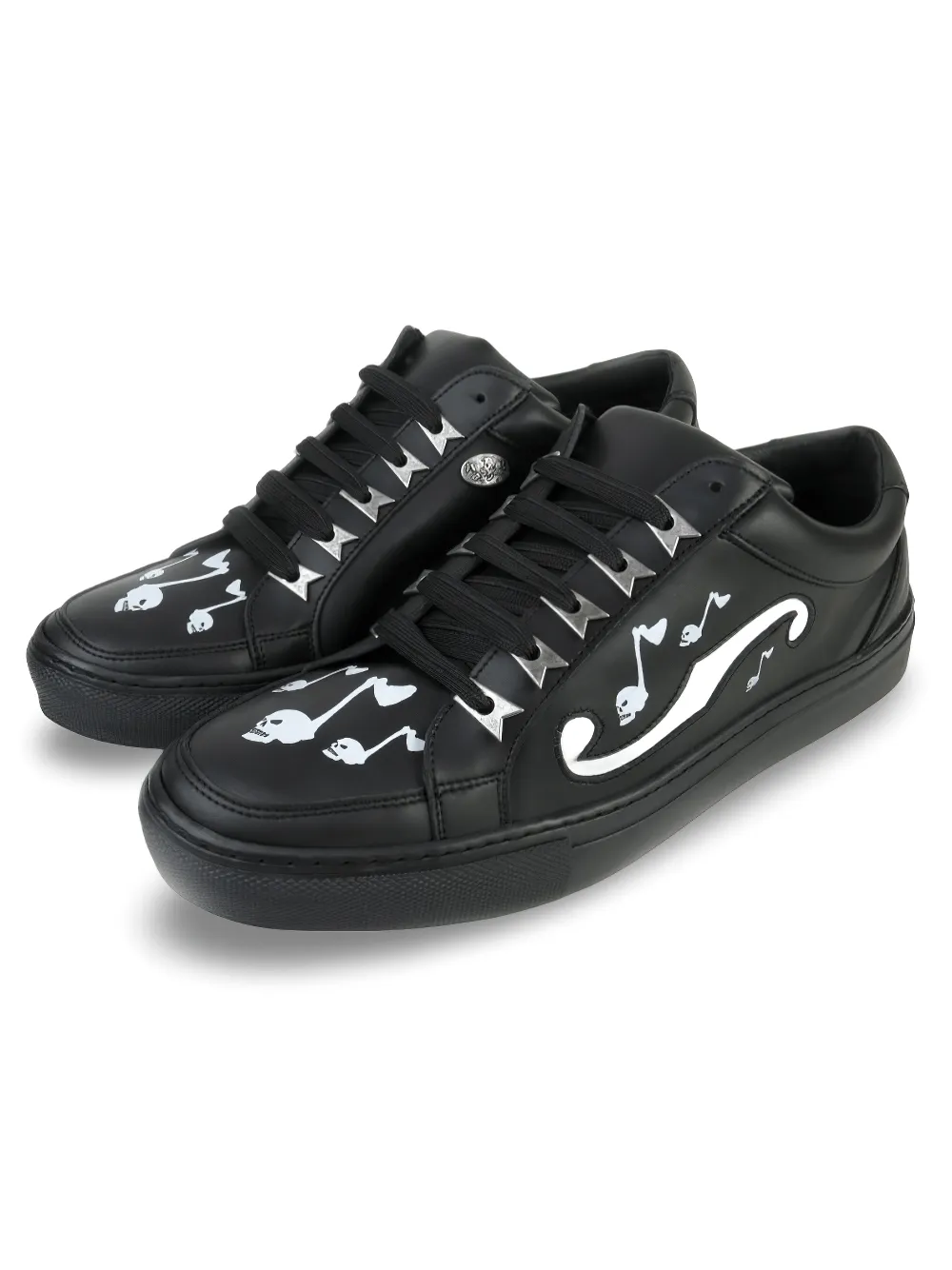 Unisex Black Ghost Print Sneakers with Lace-Up