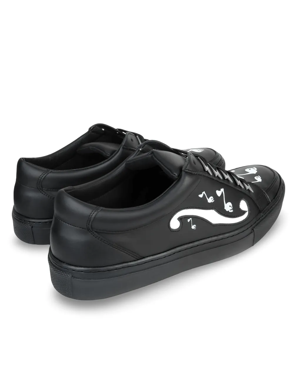 Unisex Black Ghost Print Sneakers with Lace-Up