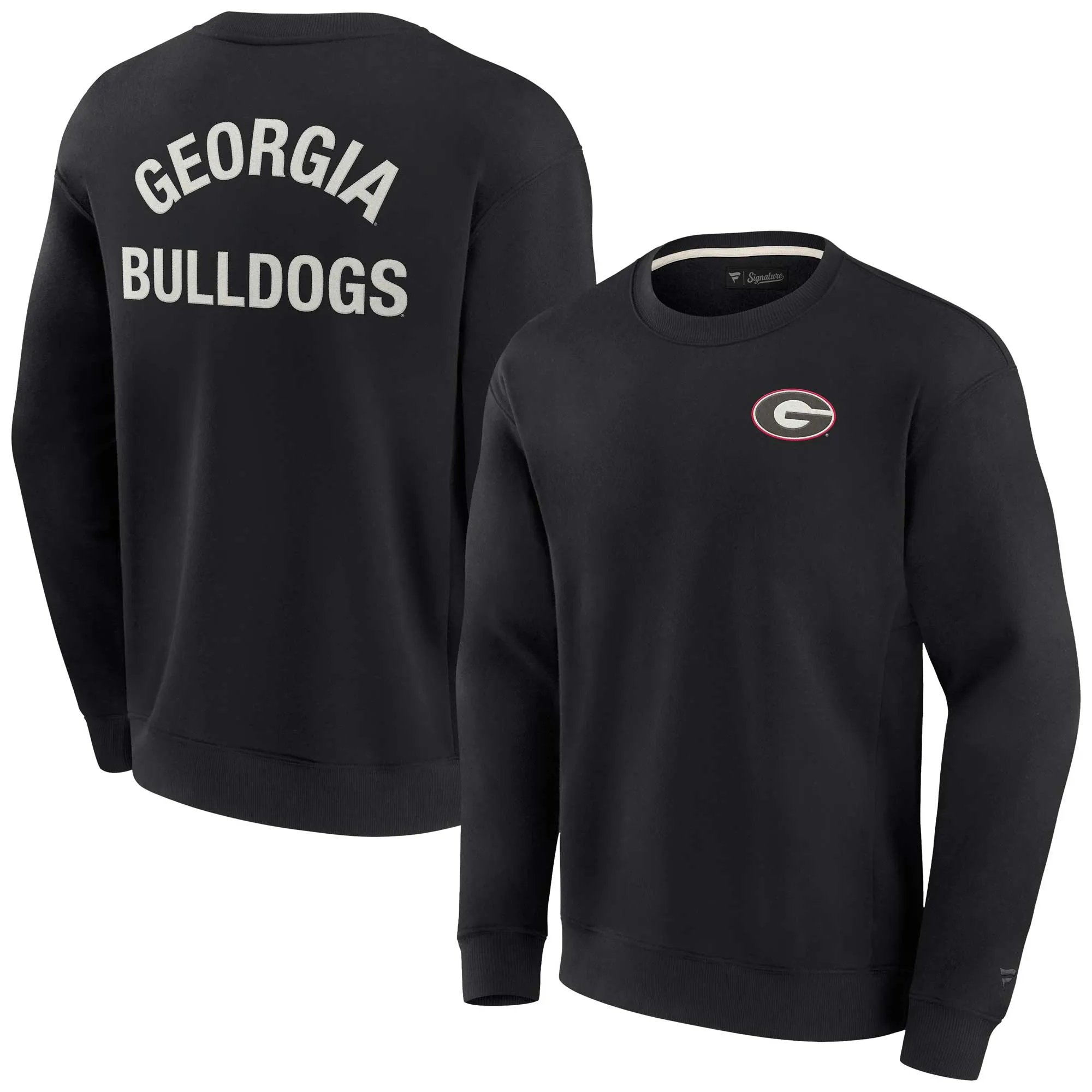 Unisex Fanatics Black Georgia Bulldogs Super Soft Pullover Crew Sweatshirt