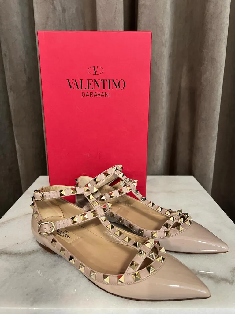 Valentino Nude Rock Stud Flats - size 36