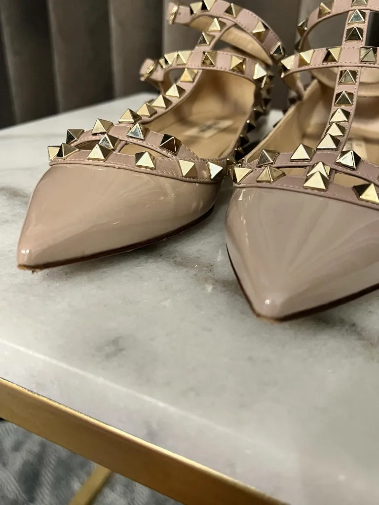 Valentino Nude Rock Stud Flats - size 36