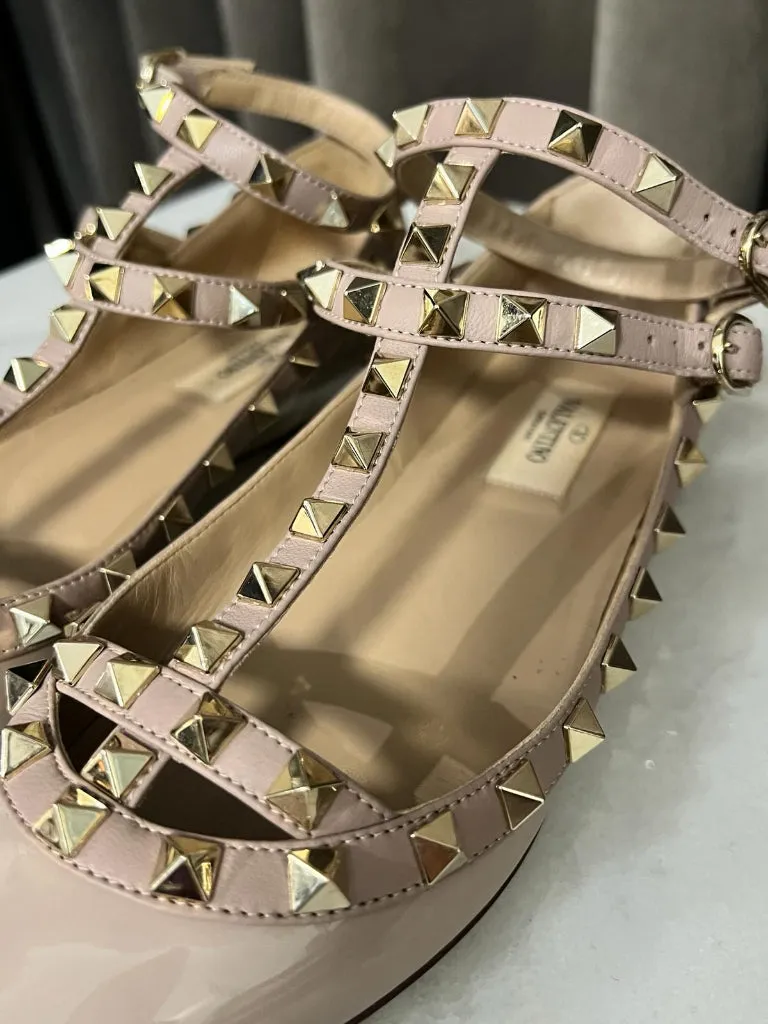 Valentino Nude Rock Stud Flats - size 36