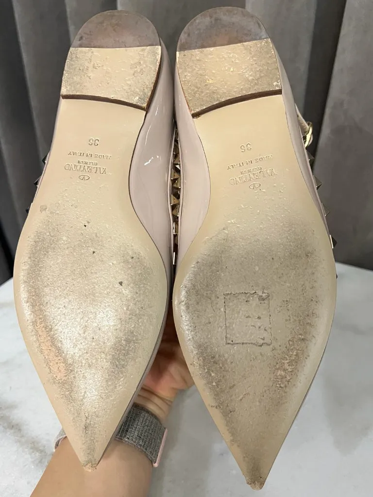 Valentino Nude Rock Stud Flats - size 36