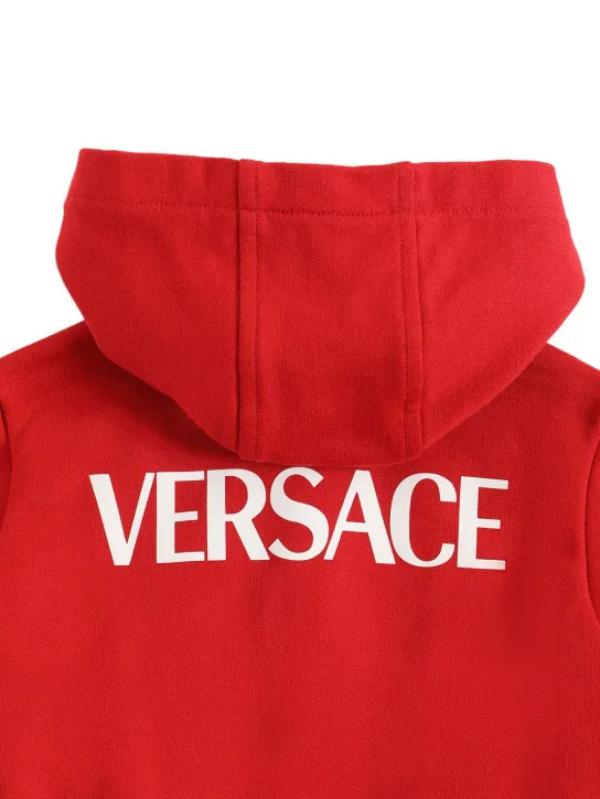 Versace   Logo & Greca print cotton zip hoodie 