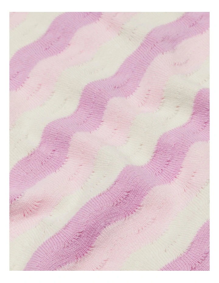 Wavy Knit Blanket in Orchid Bloom