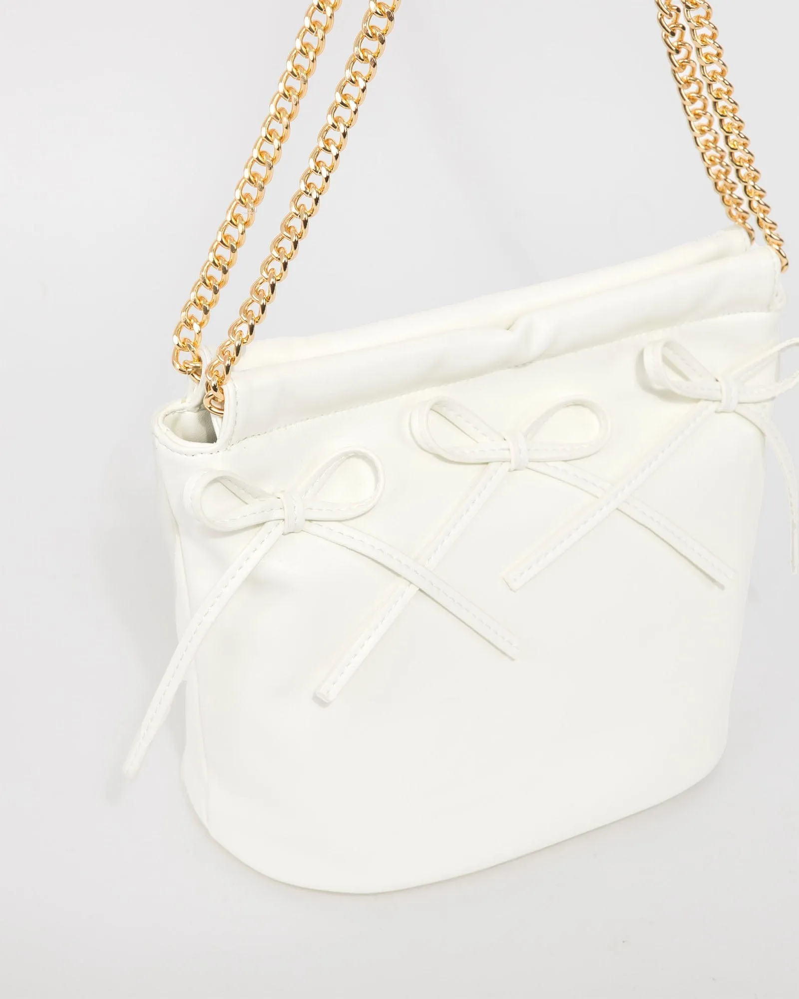 White Chloe Bow Shoulder Bag