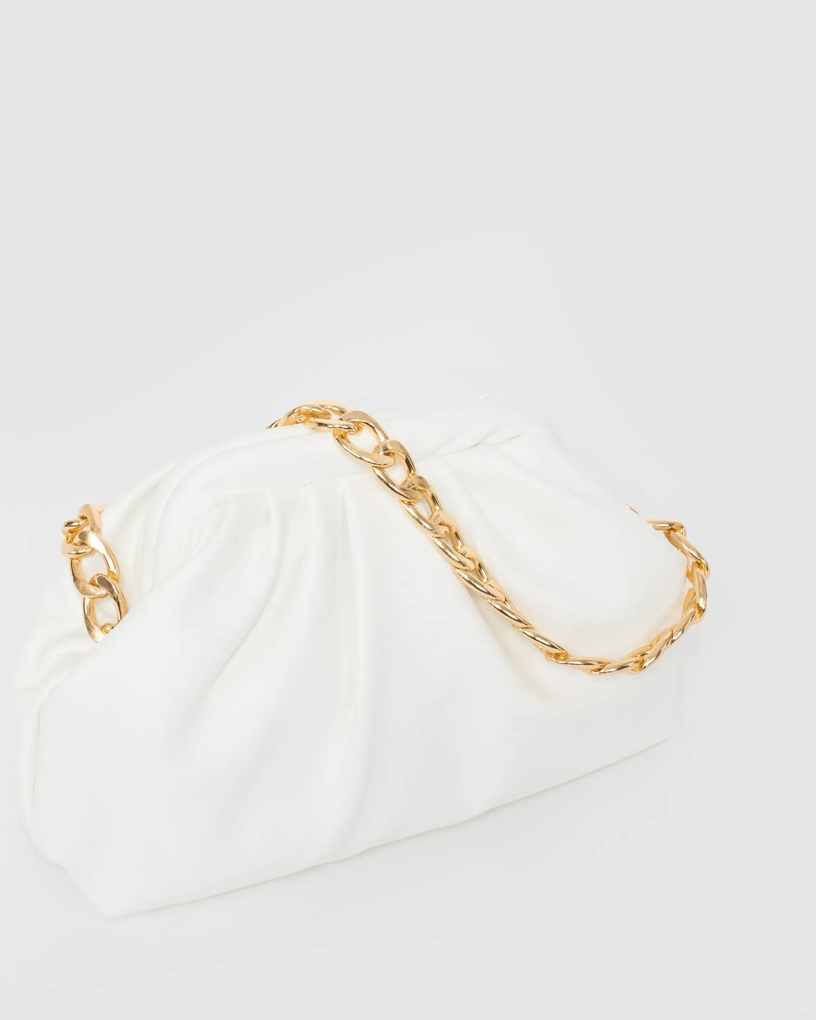 White Claire Weave Shoulder Bag