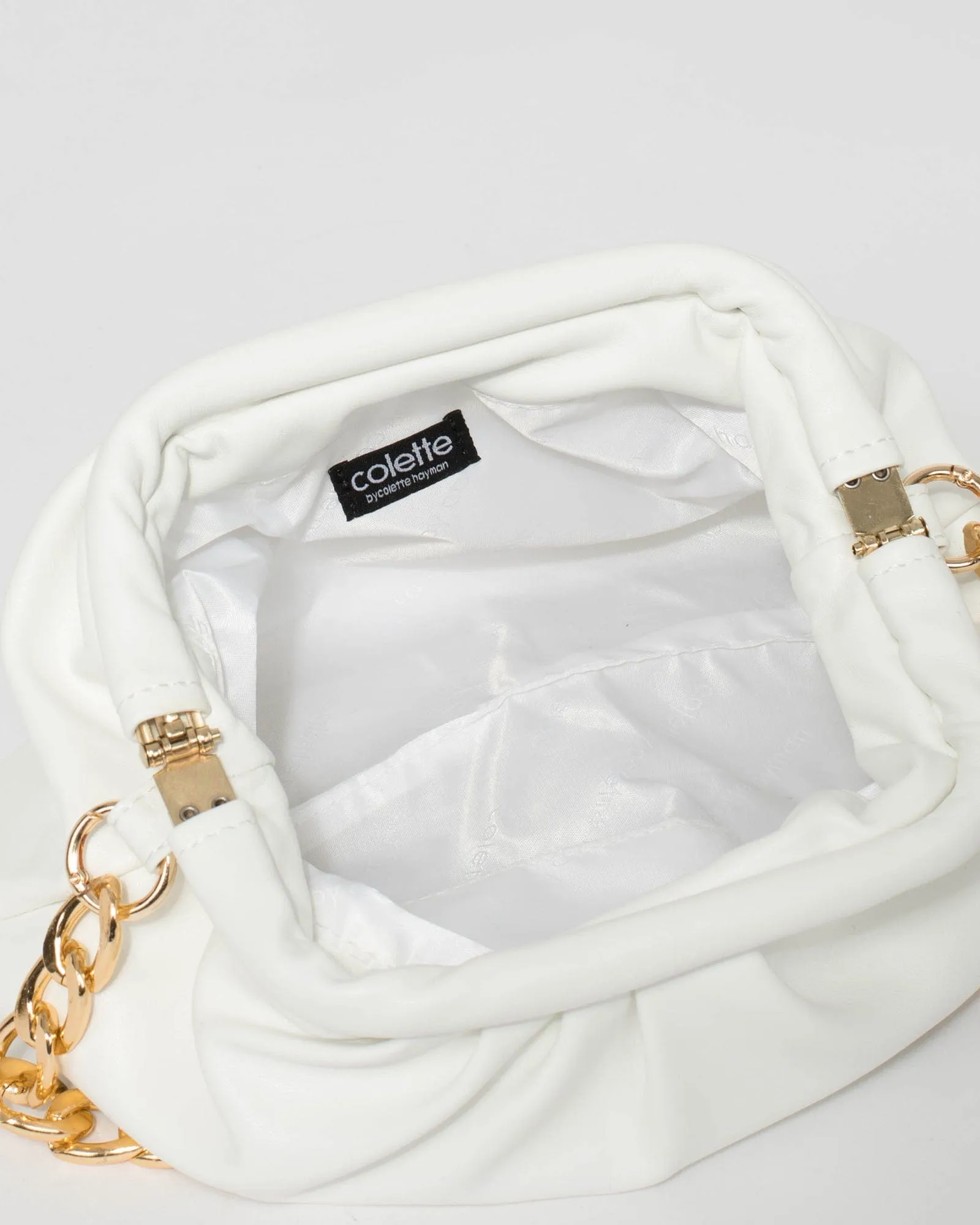 White Claire Weave Shoulder Bag