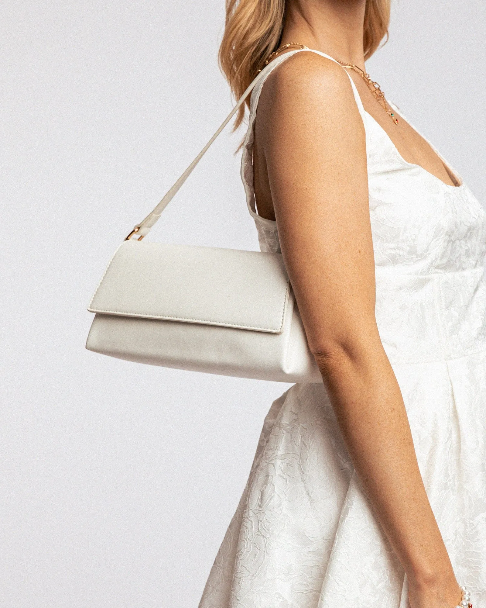 White Keely Flap Shoulder Bag