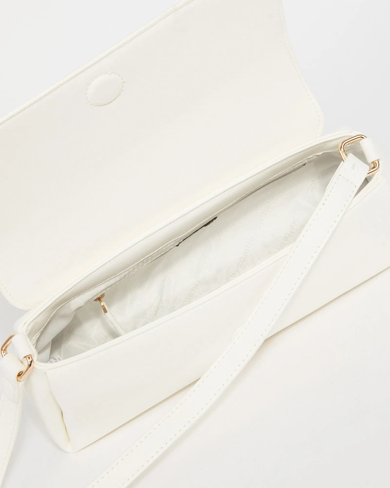 White Keely Flap Shoulder Bag