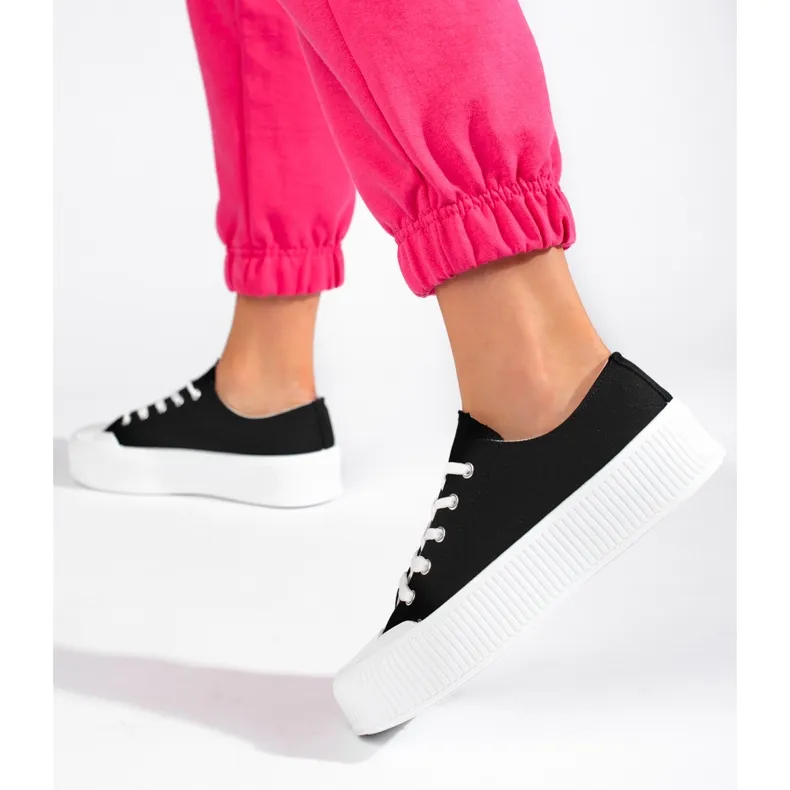 Women's black platform sneakers