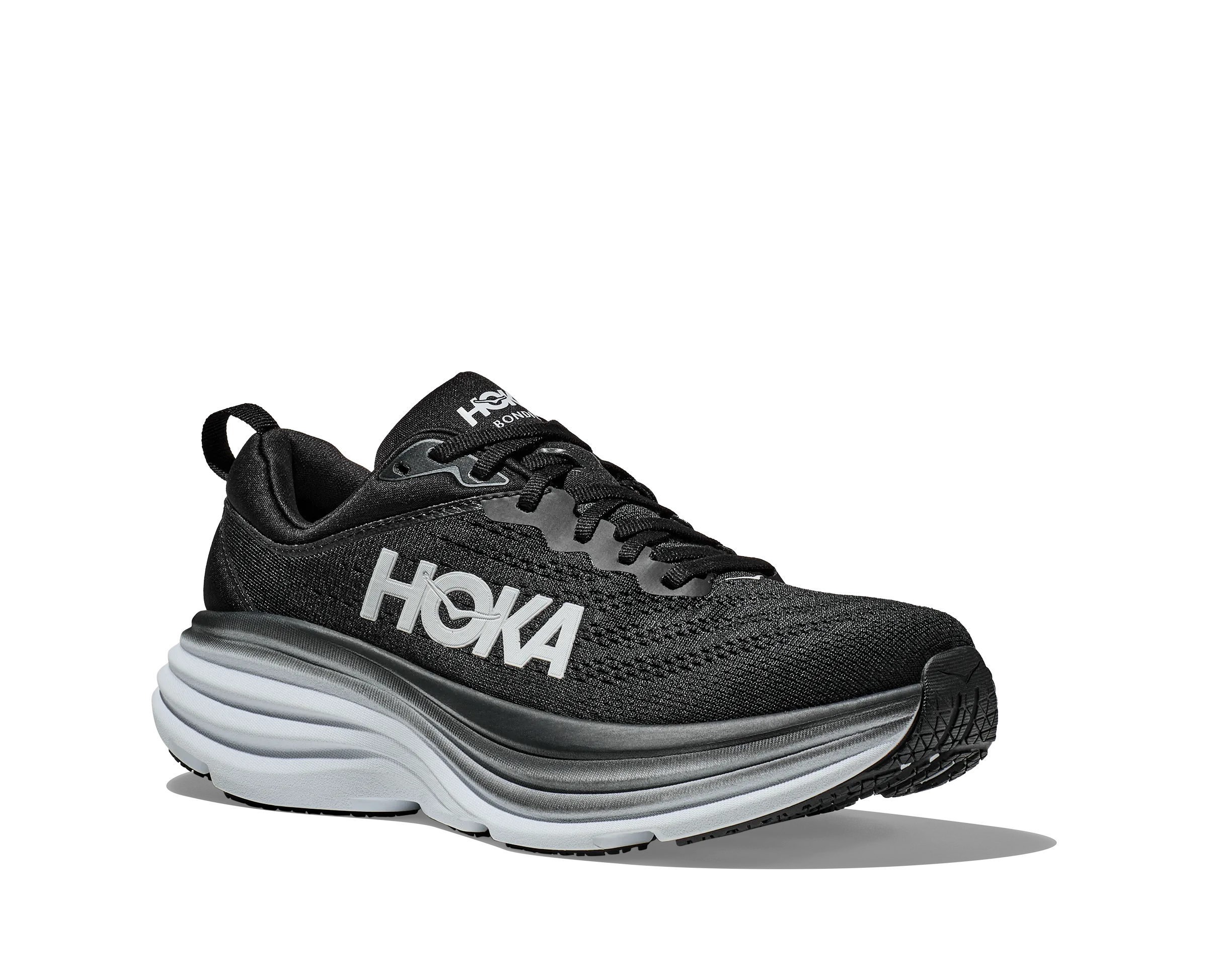 Women's Hoka Bondi 8 Color: Black / White (WIDE WIDTH)