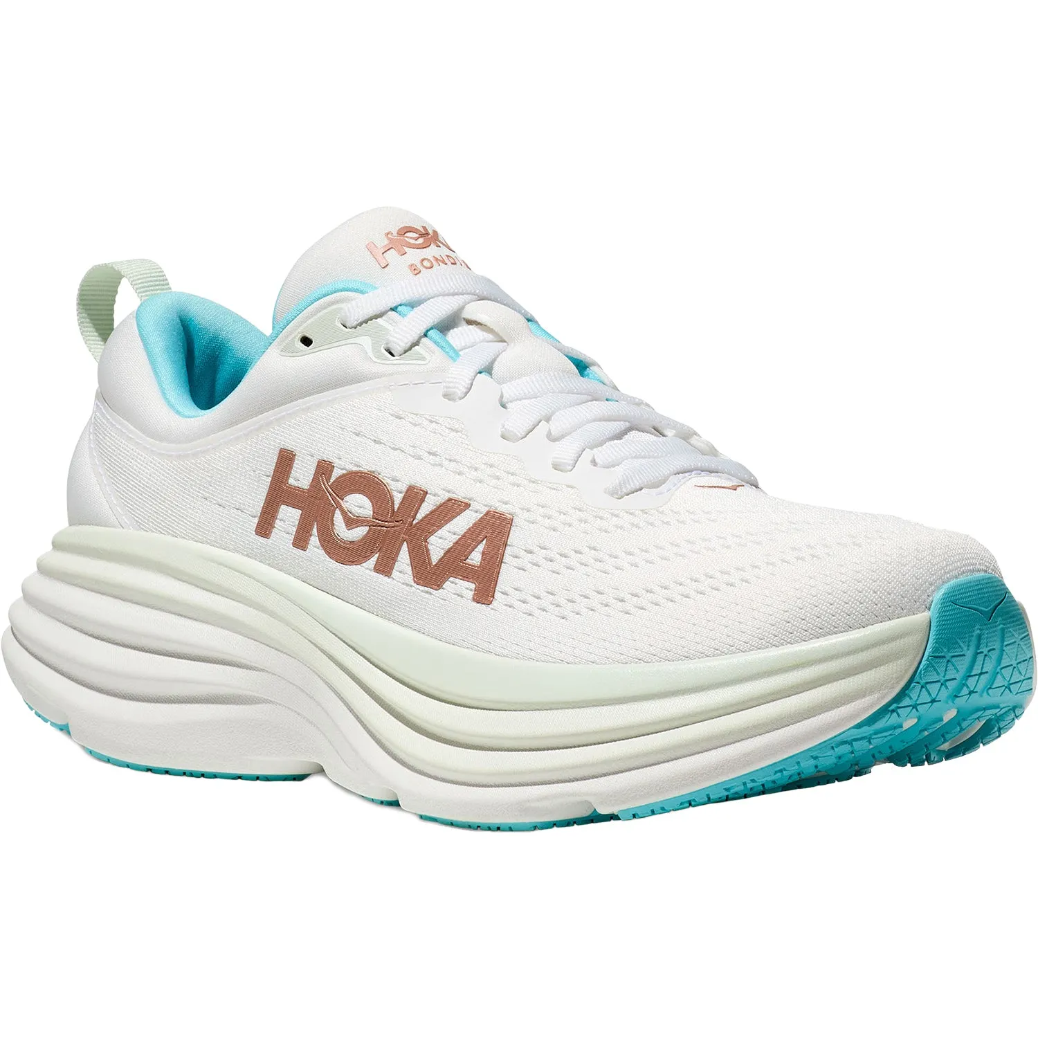 Women's Hoka Bondi 8 Frost/Rose Gold Mesh