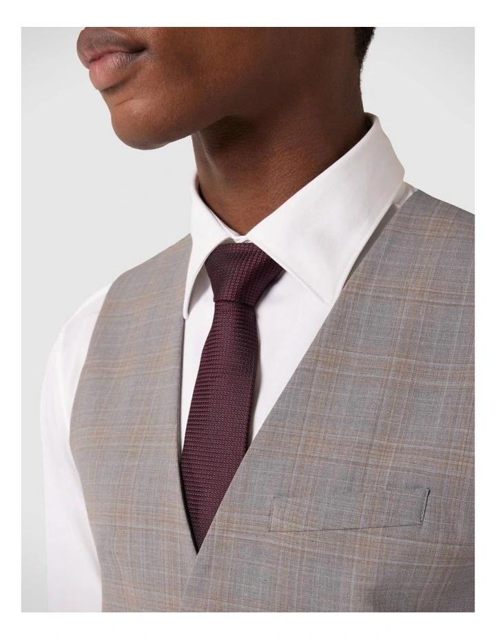 Wool Blend Tailored Vest in Grey Check